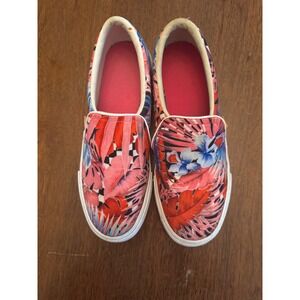 Nike Court Royale AC slip-on sneakers Hawaiian floral print in pink and blue.